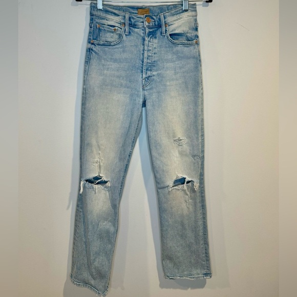 Mother The Tripper Cut Flowers Light Wash Distressed High Rise Denim Jeans - Picture 4 of 13